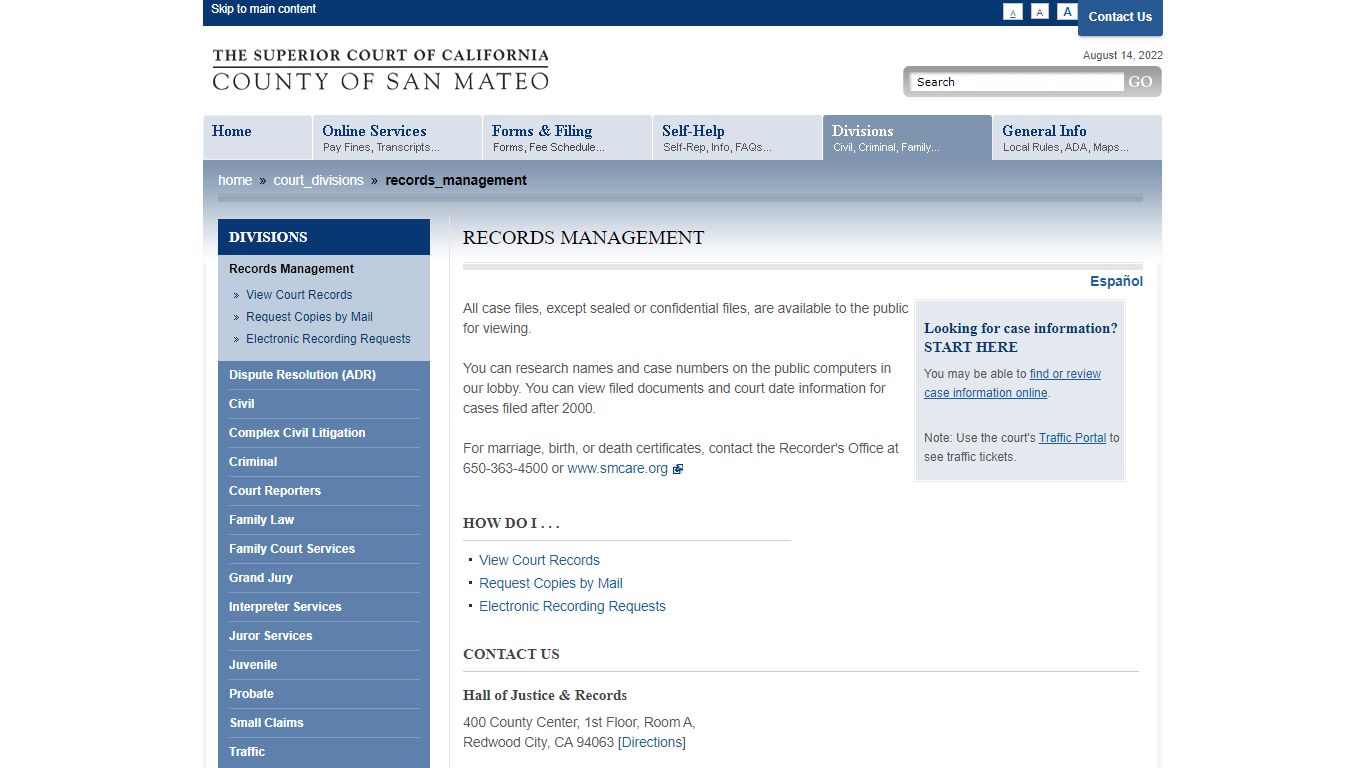 Records Management - San Mateo County Superior Court