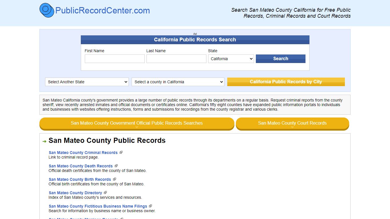 San Mateo County California Free Public Records - Court ...
