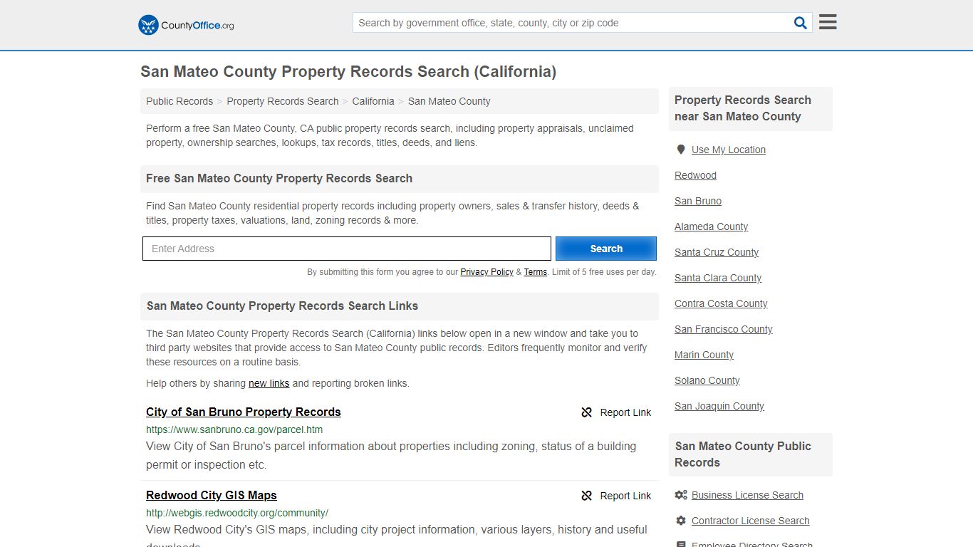 Property Records Search - San Mateo County, CA ...